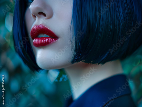 a closeup of bob-cut shoulder length
