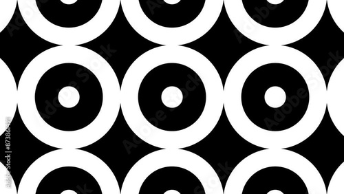 白と黒の円のシンプルな動く背景（VJループ映像）