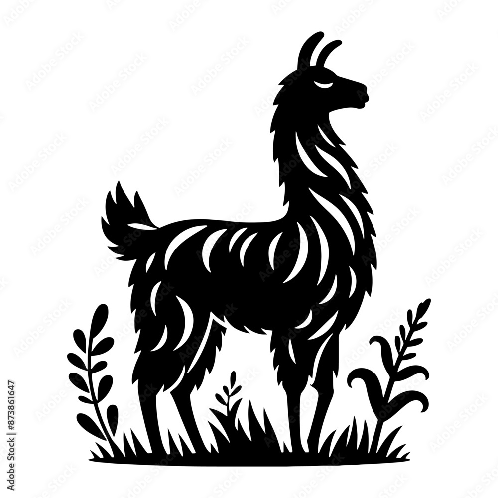 Fototapeta premium Minimalist Llama Silhouette - Llama Vector design - Llama Illustration.