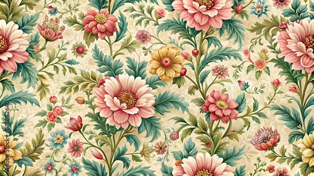 Seamless tiling floral wallpaper pattern Seamless tiling floral wallpaper pattern