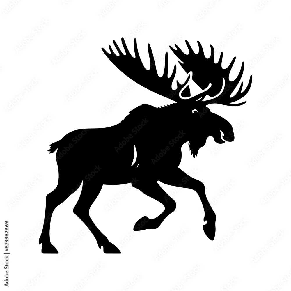 Fototapeta premium Moose Vector Silhouette - Minimalist Moose Vector art - Moose Illustration.