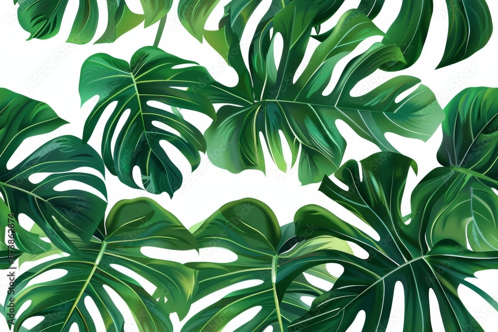 Seamless design featuring leaf illustrations, nature-inspired elements and tropical plants. Seamless design featuring leaf illustrations, nature-inspired elements and tropical plants.