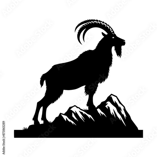 Mountain Goat Silhouette - Mountain GOAT Illustration - Goat Vector Design.