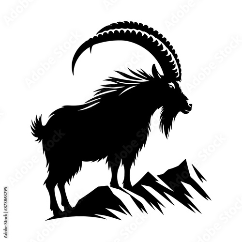 Mountain Goat Silhouette - Mountain GOAT Illustration - Goat Vector Design.