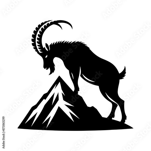 Mountain Goat Silhouette - Mountain GOAT Illustration - Goat Vector Design.