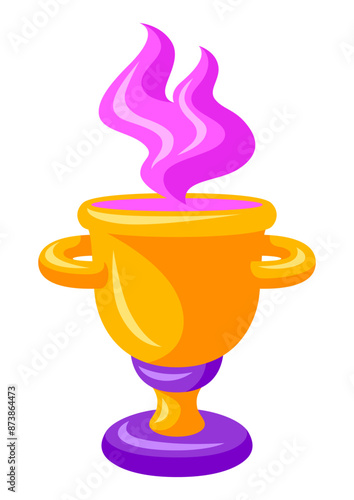 Magic potion in goblet illustration. Witchcraft alchemy mystery element.