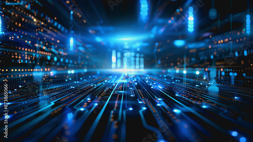 Wallpaper Mural High-tech digital interface with blue circuitry, depicting futuristic and advanced technology Torontodigital.ca