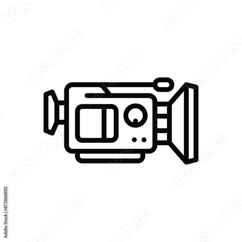 Black line icon for video camera