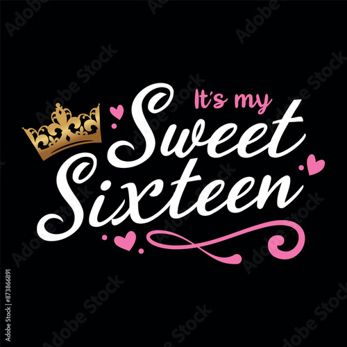 Sweet Sixteen Birthday Party Set of Typography vector