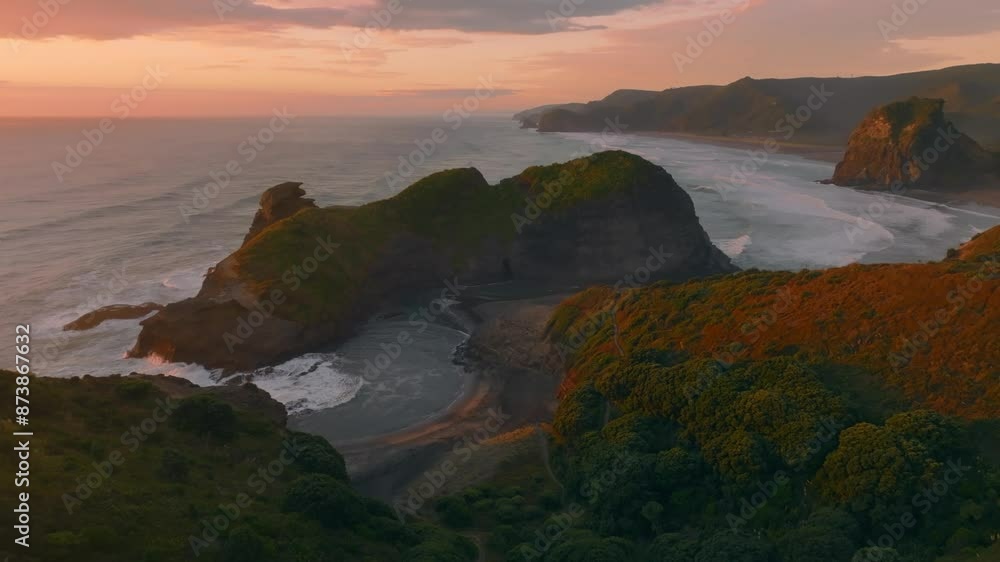 The coastal region of Piha in the Waitakere Ranges, Auckland, New Zealand. The coastal region of Piha in the Waitakere Ranges, Auckland, New Zealand.