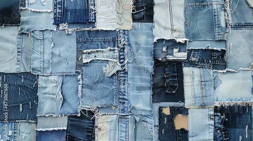 Create something new with old jeans. Use ripped denim and torn patches from old jeans to create a frame or collage.