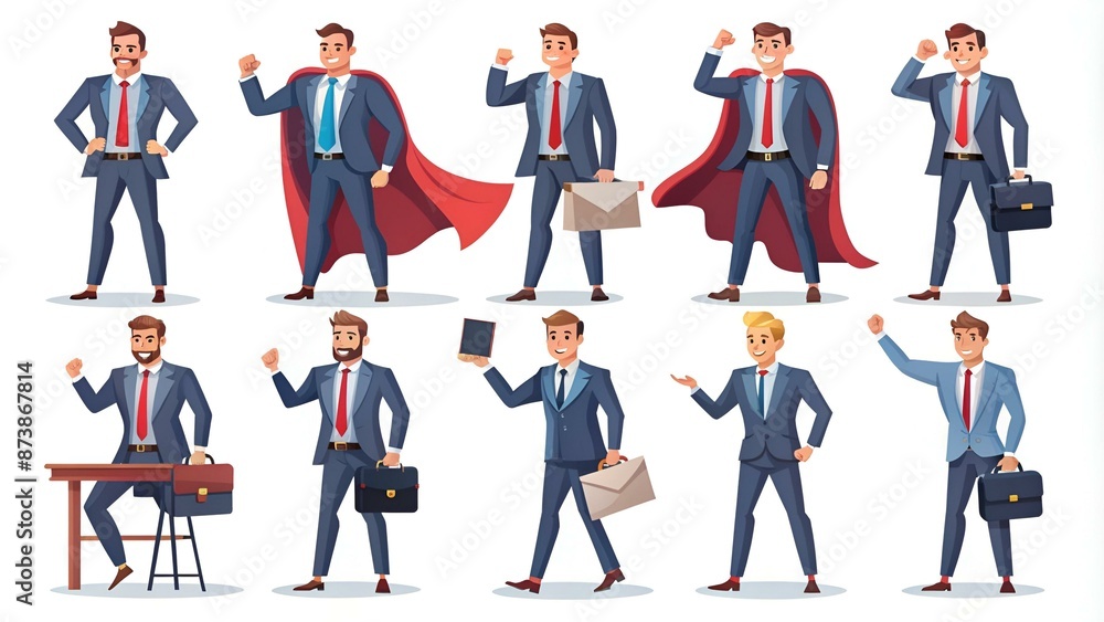 Businessman character set. Poses and meeting, data and hero. Businessman character set. Poses and meeting, data and hero.