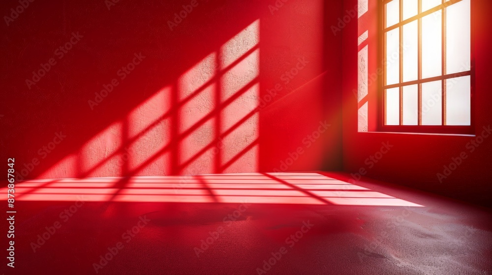 Sunlit Red Room with Window Shadows Sunlit Red Room with Window Shadows