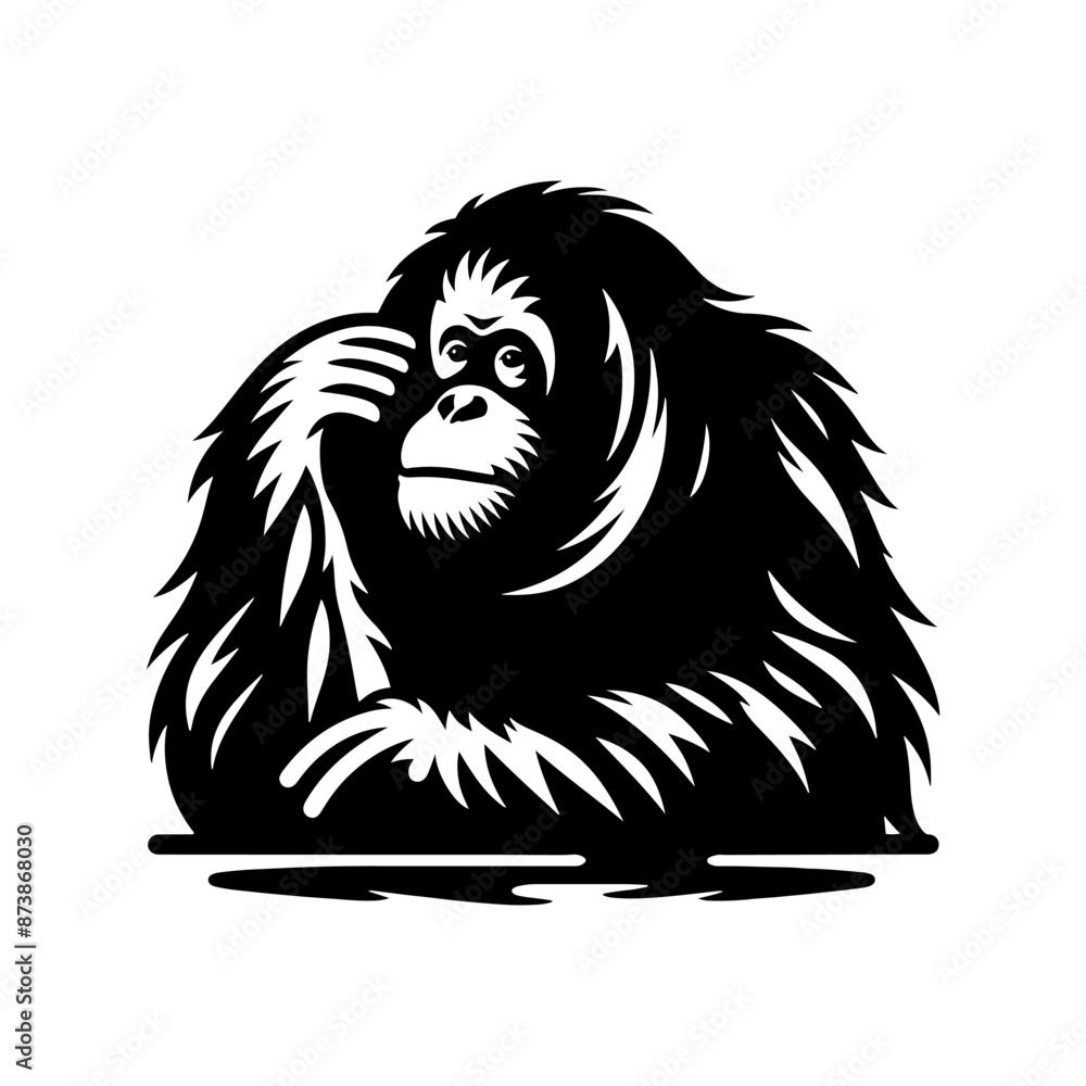 Naklejka premium Orangutan Silhouette - Minimalist Orangutan Vector - Orangutan Illustration.
