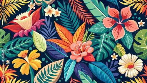 Celebrate the vibrant spirit of the Aloha State with a colorful and whimsical pattern that captures the essence of Hawaii, from the lush green foliage to the bright blue waters and vibrant sunsets