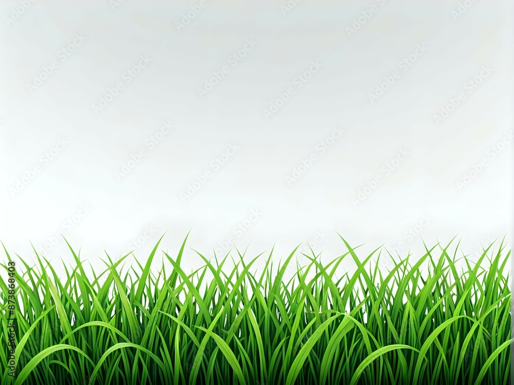 Fototapeta premium Lush green grass with white background for copy space.