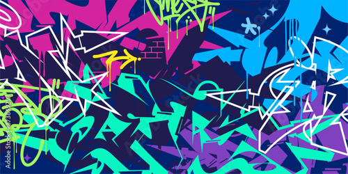 Trendy Abstract Hip Hop Urban Street Art Graffiti Style Vector Illustration Background Template