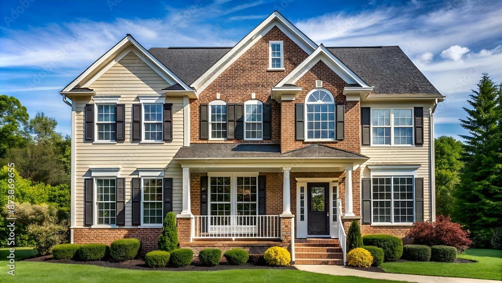 Front View Single Family Small House Suburban Maryland USA Front View Single Family Small House Suburban Maryland USA