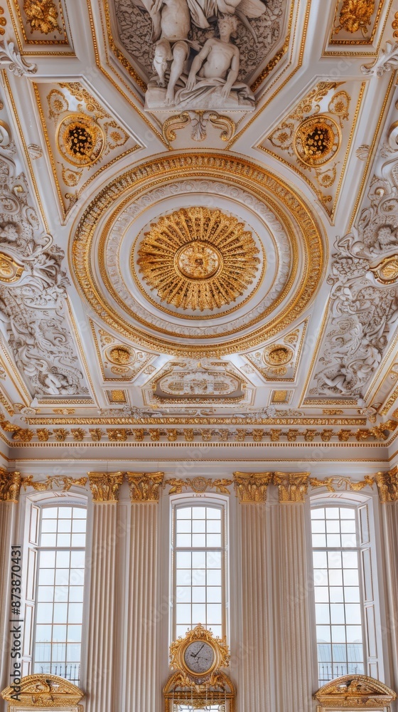 Obraz premium Baroque, barocco ornate marble ceiling non linear reformation design. elaborate ceiling with intricate accents depicting classic elegance and architectural beauty