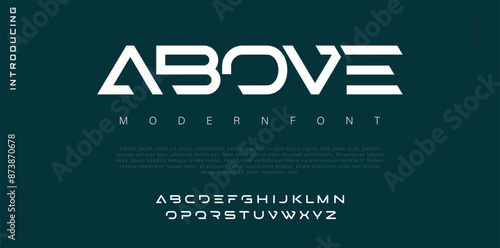 Above Minimal, abstract technology alphabet tech font. digital space typography vector illustration design