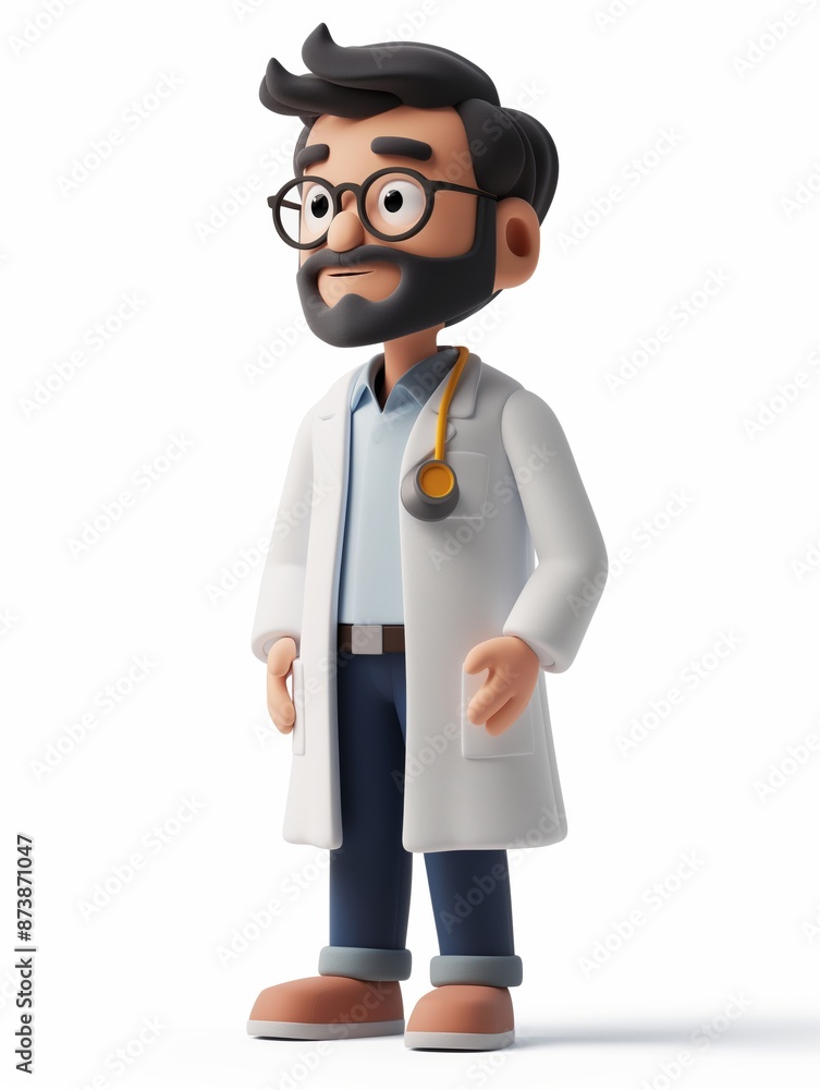 Chemist male, Full body character, 3D render illustration, Clip art, isolated on white background Chemist male, Full body character, 3D render illustration, Clip art, isolated on white background