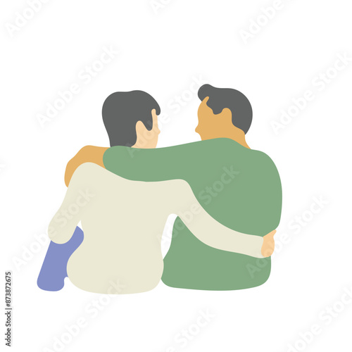 two men with friendship illustration vector hand drawn isolated on white background