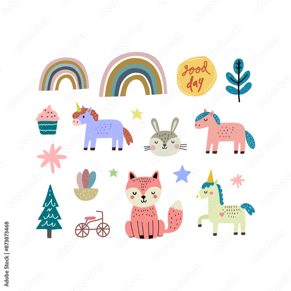 Obraz premium Random objects with Scandinavian style on isolated background