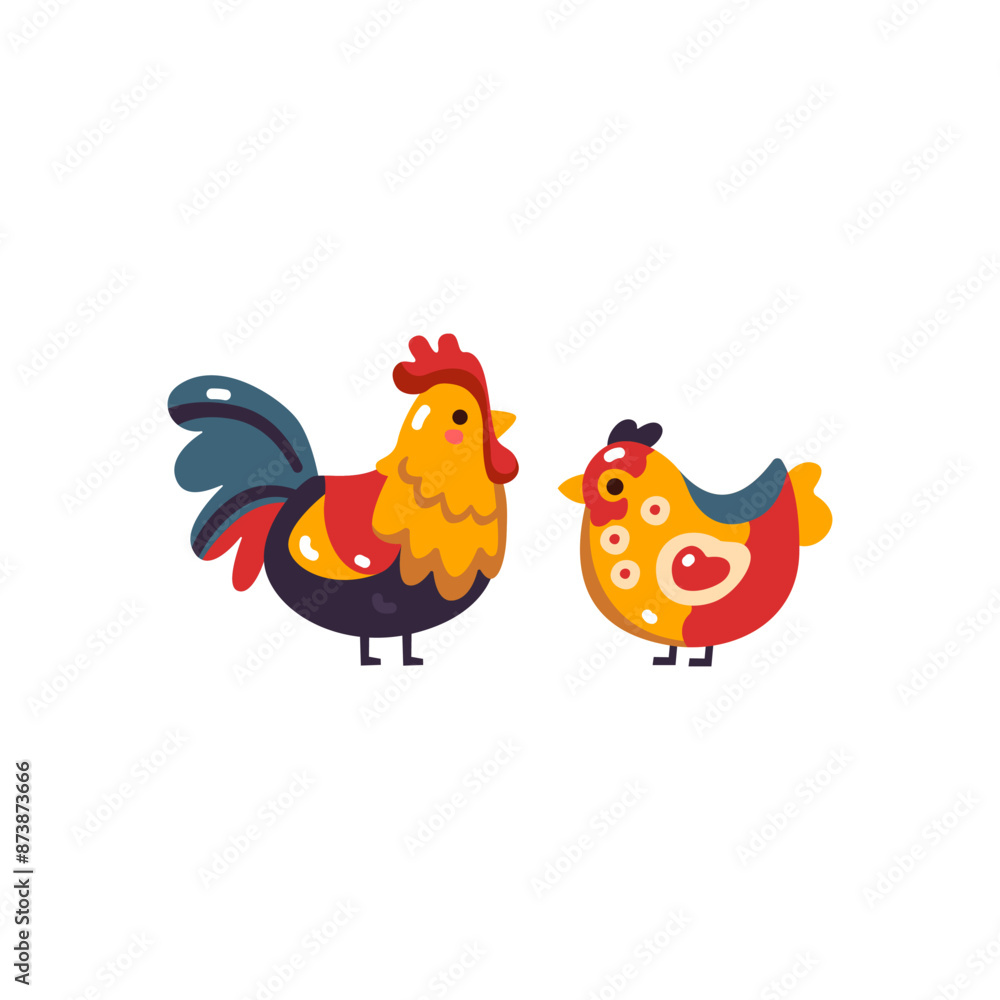 Chicken rooster and hen illustration Chicken rooster and hen illustration
