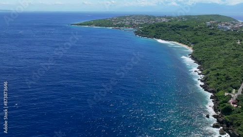 Aerial view beautiful coastline of Xiao Liuqiu island in Taiwan photo