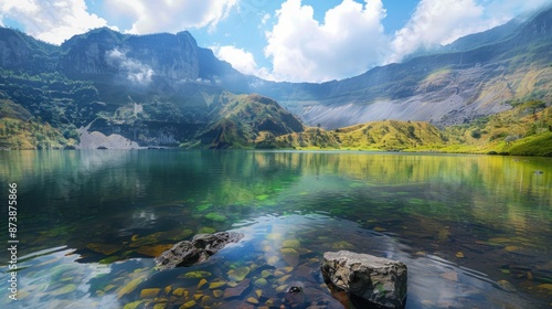 Tranquil Mountain Lake with Clear Water