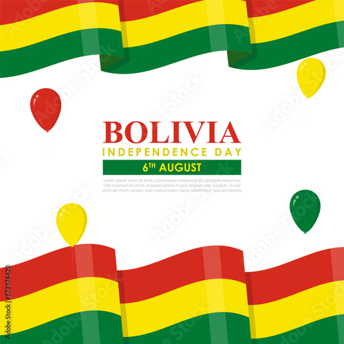 Vector illustration of Bolivia Independence Day social media feed template