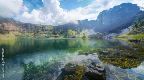 Serene Mountain Lake with Crystal Clear Water