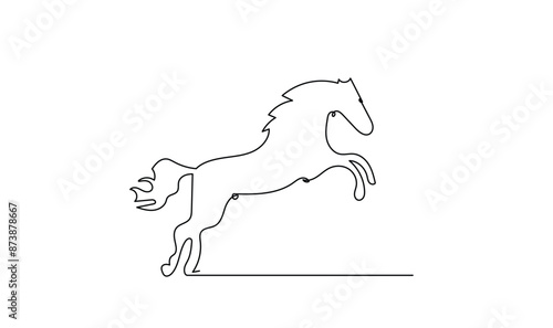 continuous line drawing Jumping wild horse one line sketch