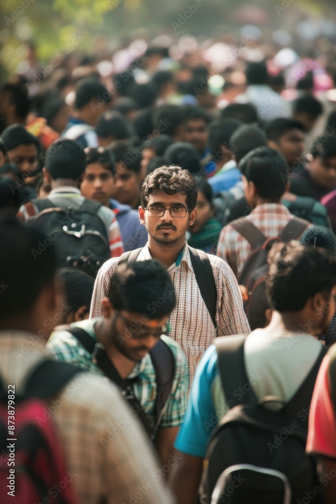 Man Standing Out in Crowd of People
Man Standing Out in Crowd of People
