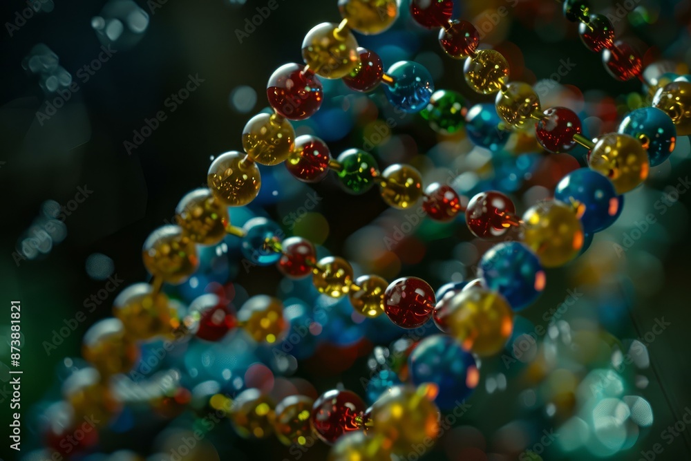 Vibrant and multicolored bead spiral with abstract and colorful bokeh pattern for crafting and jewelry making background Vibrant and multicolored bead spiral with abstract and colorful bokeh pattern for crafting and jewelry making background