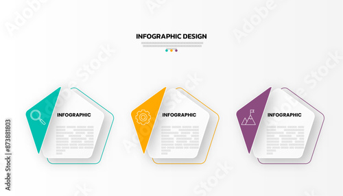 Modern business infographic template with 3 options or steps icons.