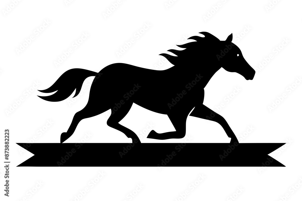 Fototapeta premium Horse racing silhouette vector illustration 