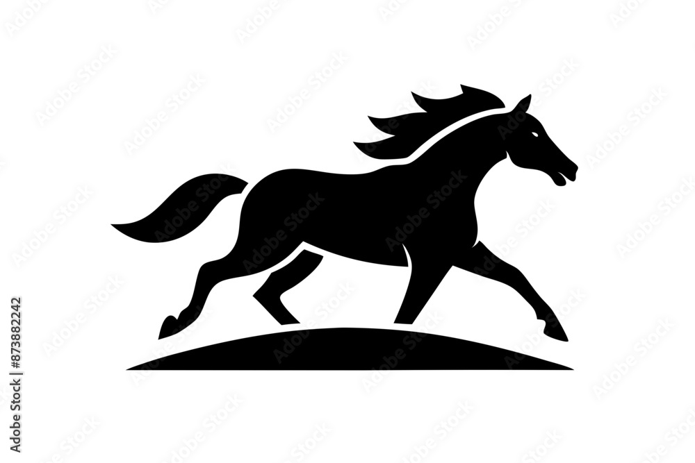 Fototapeta premium Horse racing silhouette vector illustration 