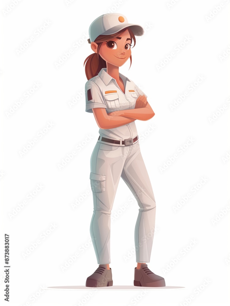 Marine Biologist female, Full body character, Vector illustration, Clip art, Ocean, isolated on white background Marine Biologist female, Full body character, Vector illustration, Clip art, Ocean, isolated on white background