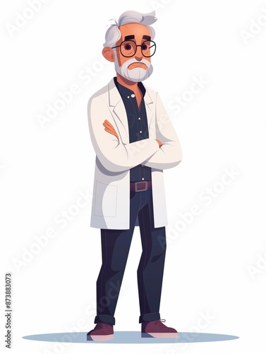 Physicist male, Full body character, Vector illustration, Clip art, Physics, isolated on white background 