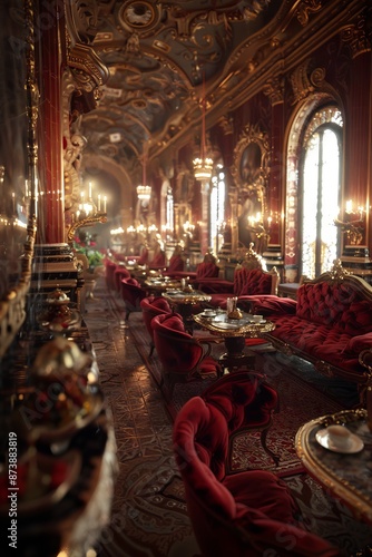 Wallpaper Mural Baroque, barocco ornate marble ceiling non linear reformation design. elaborate ceiling with intricate accents depicting classic elegance and architectural beauty Torontodigital.ca