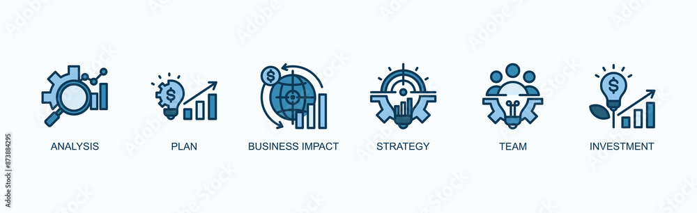 Strategic Planning Banner Web Icon Vector Illustration Concept With Analysis, Plan, Business Impact, Strategy, Team, Investment Strategic Planning Banner Web Icon Vector Illustration Concept With Analysis, Plan, Business Impact, Strategy, Team, Investment