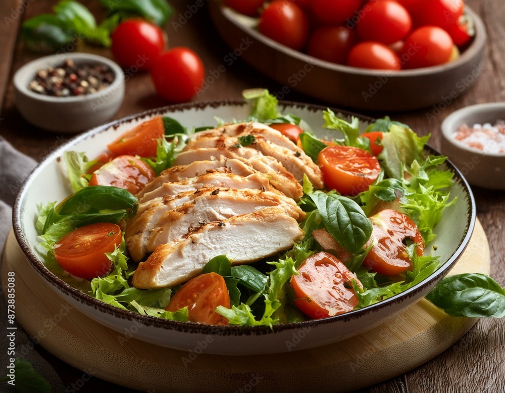 Fresh chicken salad with tomatoes Fresh chicken salad with tomatoes
