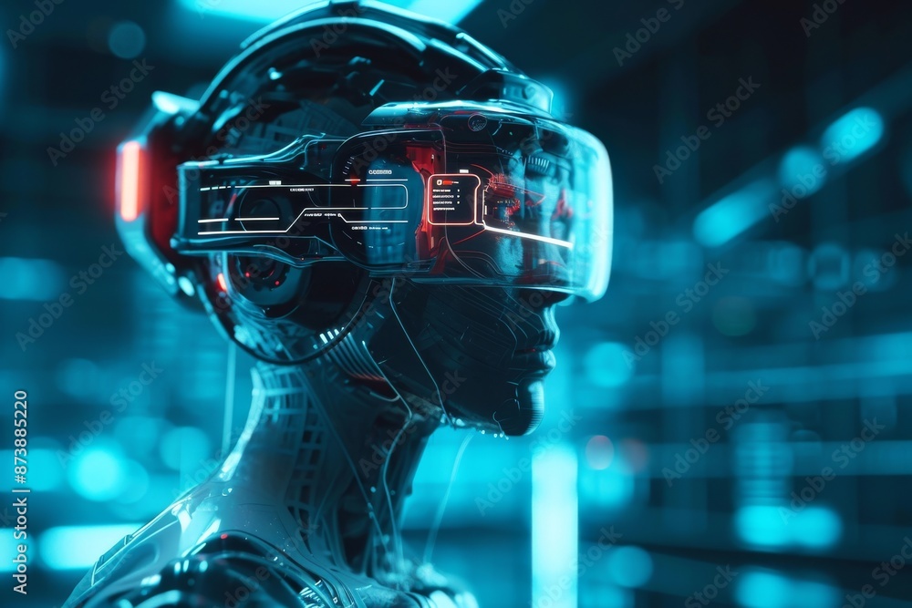 Futuristic cybernetic interface for AI wearable technology. AI generated Futuristic cybernetic interface for AI wearable technology. AI generated