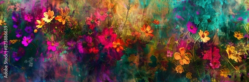 Wallpaper Mural abstract expressionist painting background with colorful flowers  Torontodigital.ca