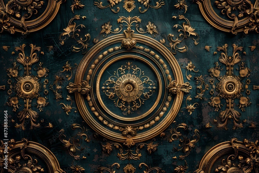 Fototapeta premium Baroque, barocco ornate marble ceiling non linear reformation design. elaborate ceiling with intricate accents depicting classic elegance and architectural beauty
