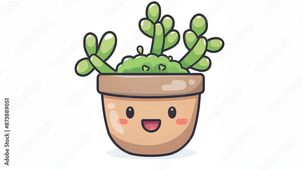 cartoon plant in pot on white background cartoon plant in pot on white background