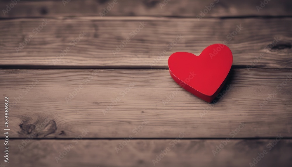 Happy Valentines Day. Red Heart on a wooden table. Happy Valentines Day. Red Heart on a wooden table.
