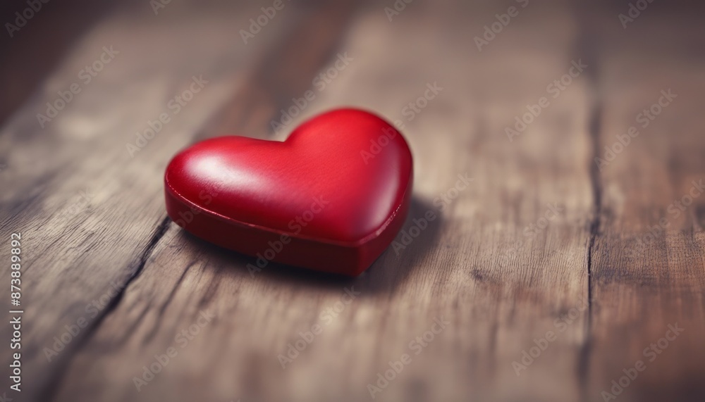 Happy Valentines Day. Red Heart on a wooden table. Happy Valentines Day. Red Heart on a wooden table.