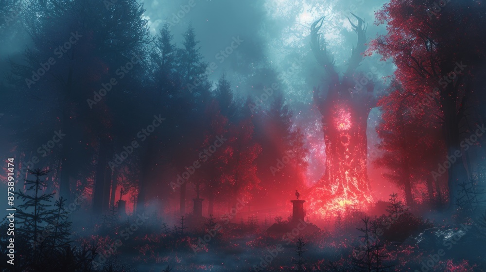 Fototapeta premium satanic cult and altar in the forest
